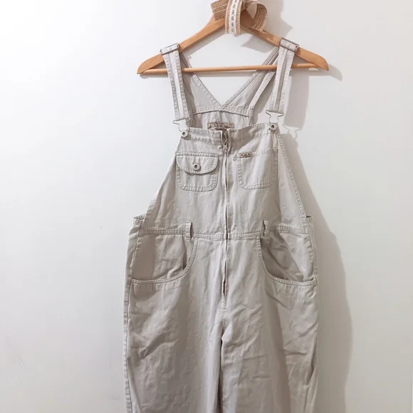 ↠ Vintage 90s Express Jeans Cotton Denim Straight Wide Leg Barn Chore Overalls - Picture 6 of 6